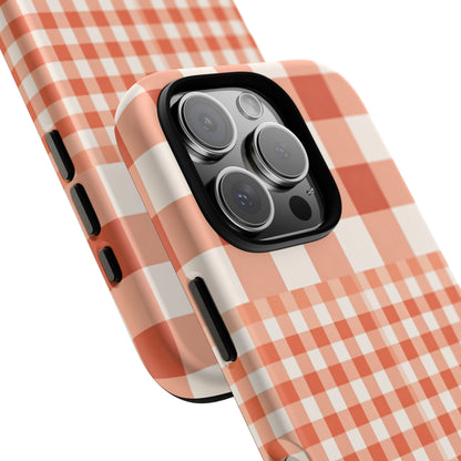 Buffalo Check Tough Phone Case — Orange Gingham Protective Cover