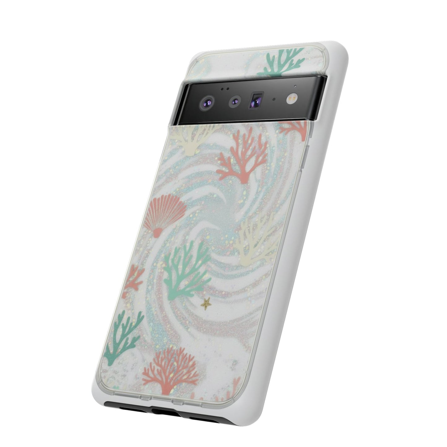 Seafoam Coral Tough Phone Case - Pastel Ocean Wave Design