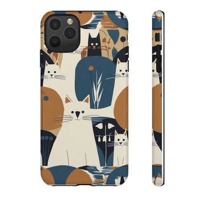 Cat Pattern Phone Case – Retro Abstract Cats Protective iPhone Cover