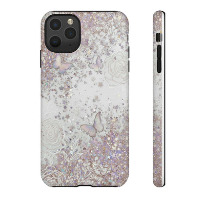 Butterfly Glitter Tough Phone Case — Floral Sparkle Protective Case