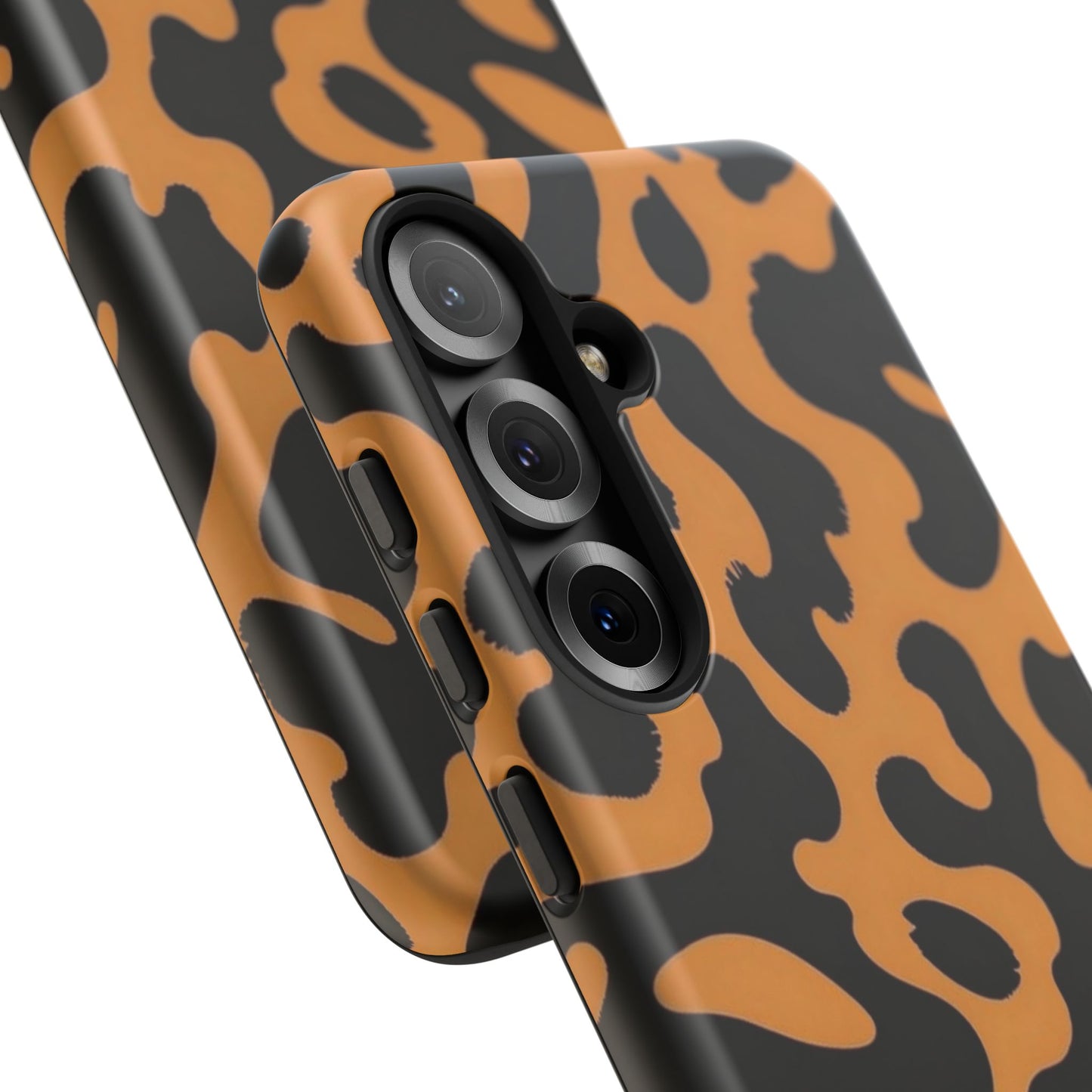 Leopard Print Phone Case — Orange & Black Tough Pattern Protective Cover