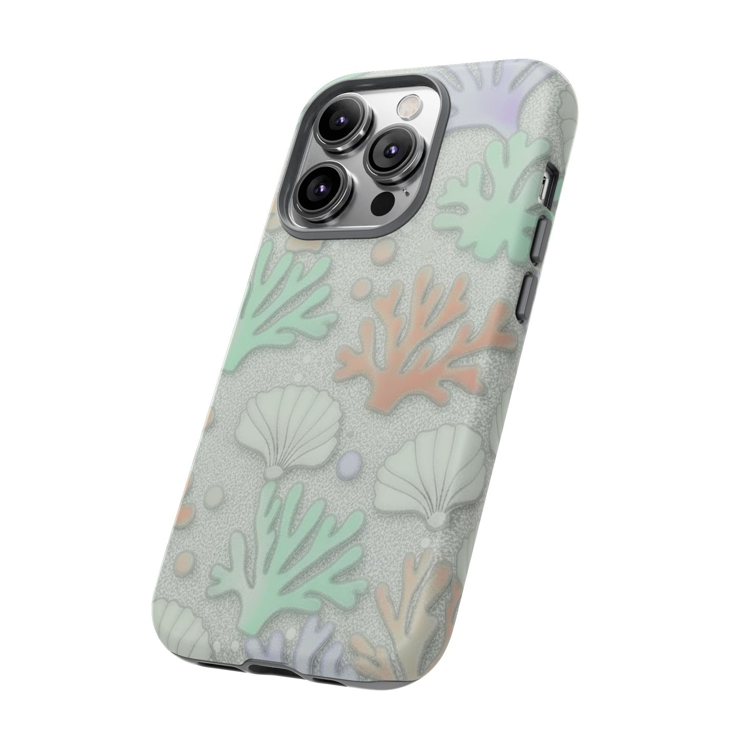 Pastel Coral Reef Tough Phone Case – Sea Shell & Coral Pattern Durable Protector