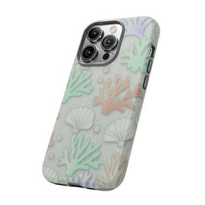 Pastel Coral Reef Tough Phone Case – Sea Shell & Coral Pattern Durable Protector