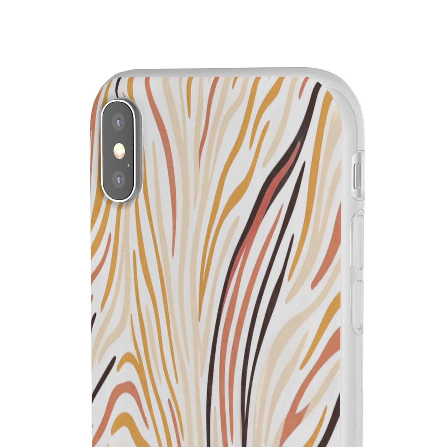 Marbled Neutral Stripe Phone Case — Abstract Beige & Terracotta Flexi Case