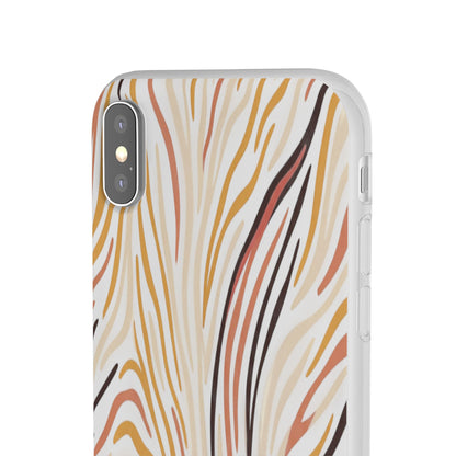 Marbled Neutral Stripe Phone Case — Abstract Beige & Terracotta Flexi Case