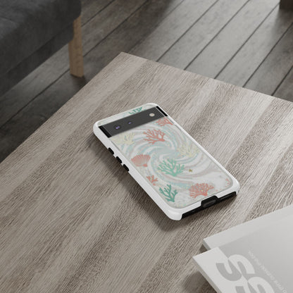 Seafoam Coral Tough Phone Case - Pastel Ocean Wave Design