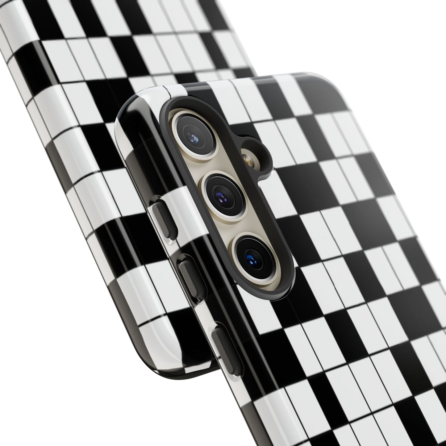 Crossword Grid Phone Case — Black & White Puzzle Pattern Tough Phone Cover