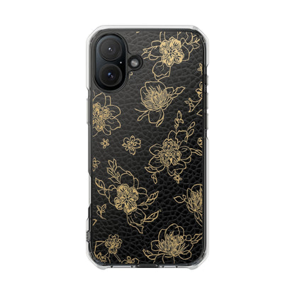 Clear Magnetic Impact Phone Case — Gold Floral Overlay