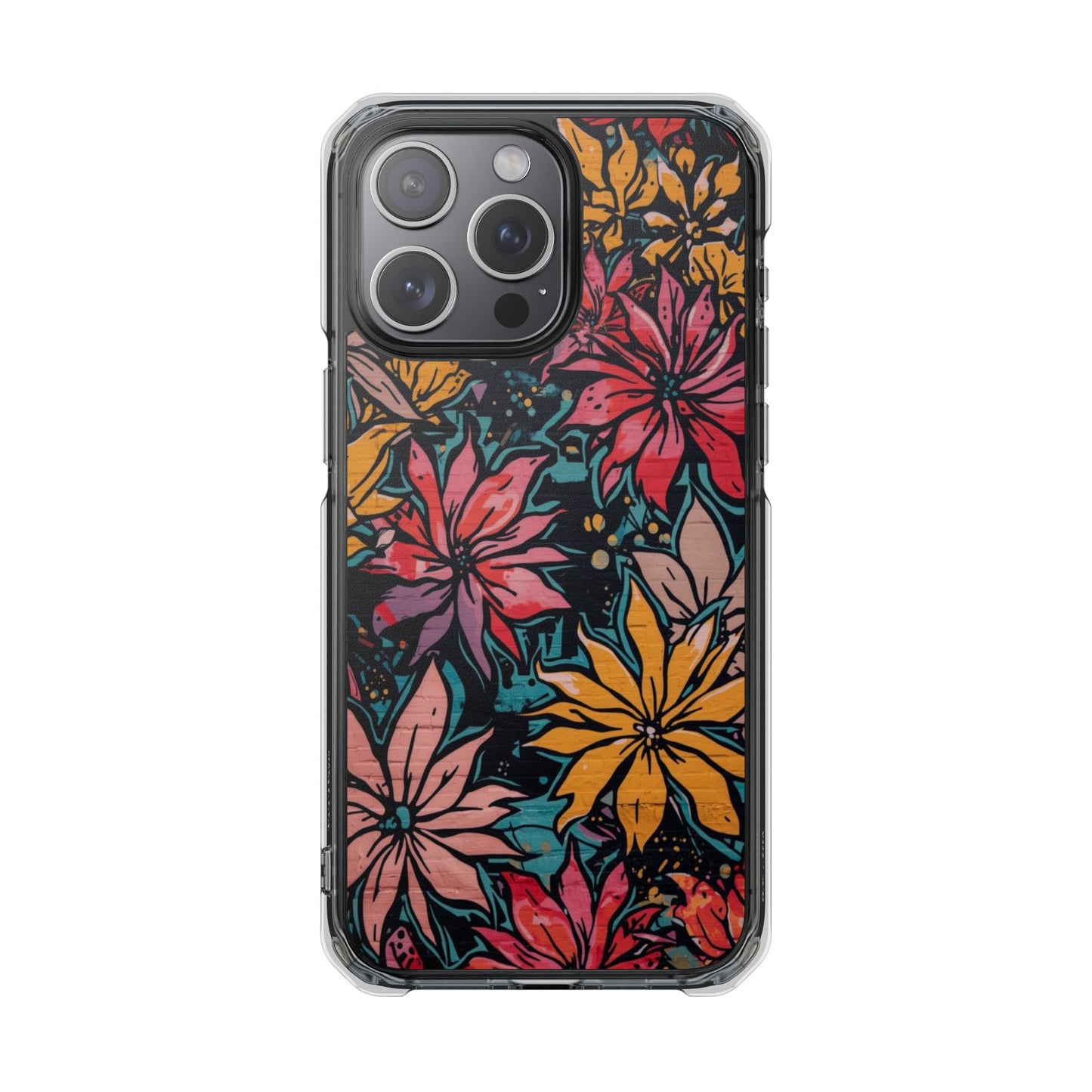 Clear Impact Phone Case — Vibrant Floral Poinsettia Design (Magnetic)
