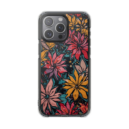 Clear Impact Phone Case — Vibrant Floral Poinsettia Design (Magnetic)