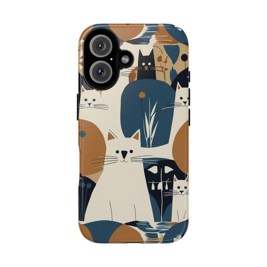 Cat Pattern Phone Case – Retro Abstract Cats Protective iPhone Cover