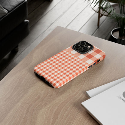 Buffalo Check Tough Phone Case — Orange Gingham Protective Cover