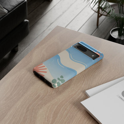 Beach Waves Tough Phone Case — Summer Sun & Seashell Protective Cover