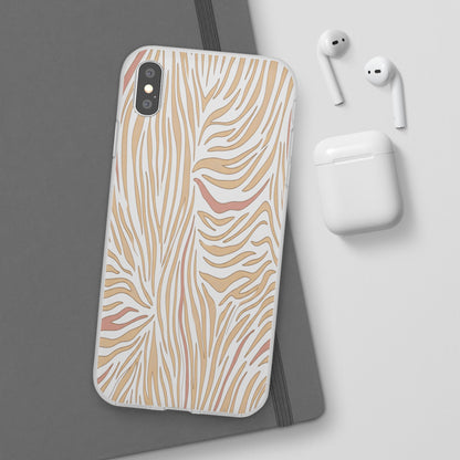 Neutral Zebra Print Flexi Case — Beige & Rose Gold Animal Pattern Phone Cover