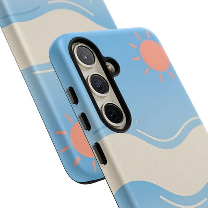 Beach Waves Tough Phone Case — Summer Sun & Seashell Protective Cover