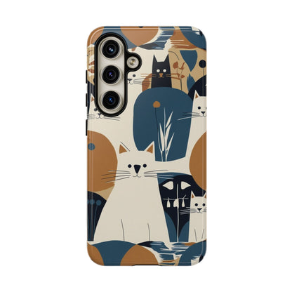 Cat Pattern Phone Case – Retro Abstract Cats Protective iPhone Cover