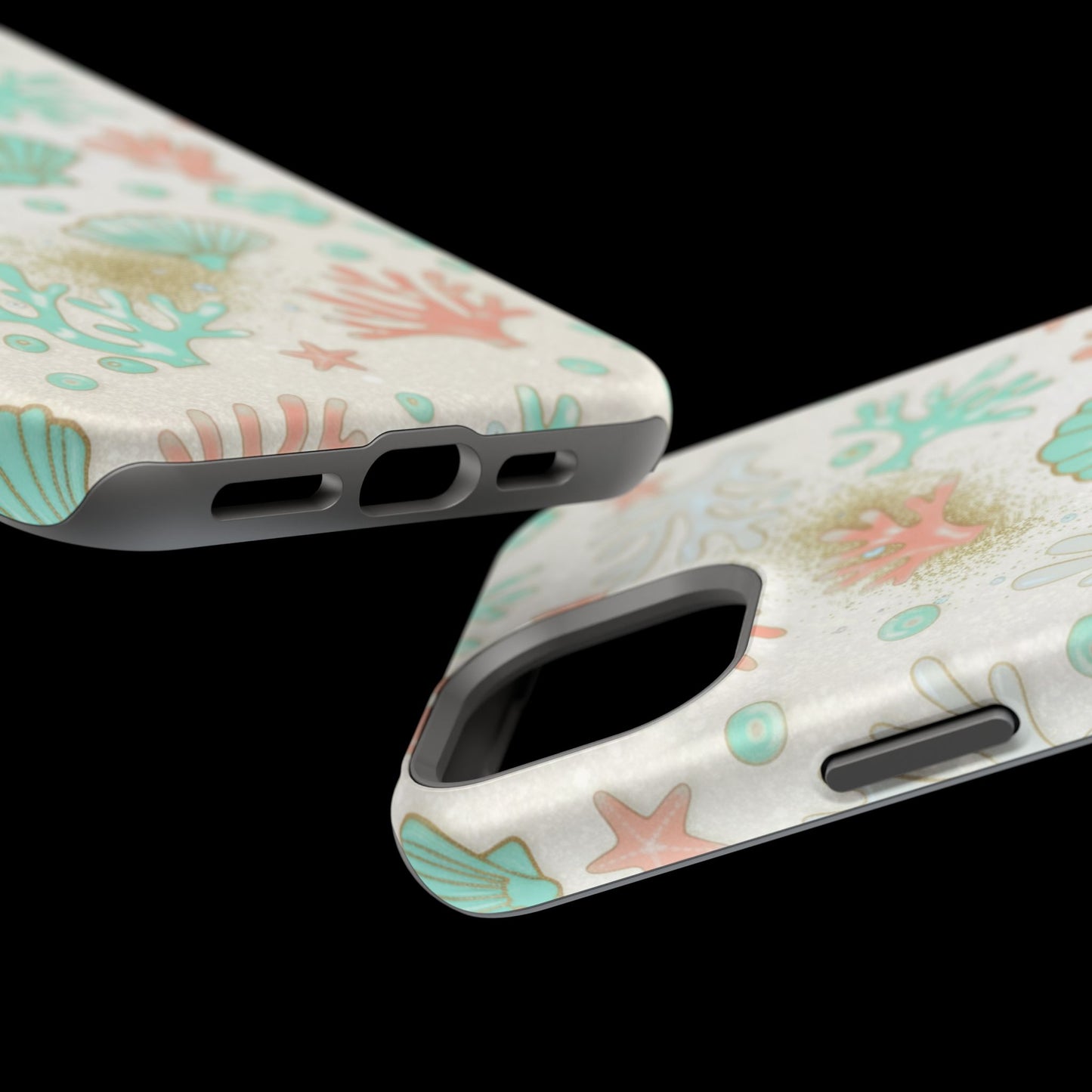 Sea Shells Magnetic Impact Phone Case — Pastel Coral & Teal Beach Design