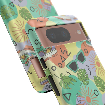 Tropical Summer Phone Case — Retro Sunglasses, Sneakers & Palm Pattern