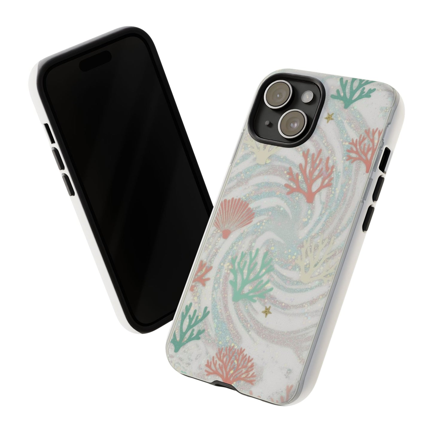 Seafoam Coral Tough Phone Case - Pastel Ocean Wave Design