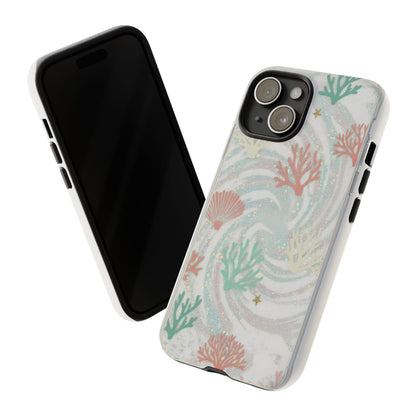 Seafoam Coral Tough Phone Case - Pastel Ocean Wave Design