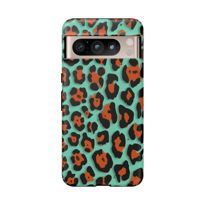 Teal & Rust Leopard Phone Case — Tough Protective Animal Print