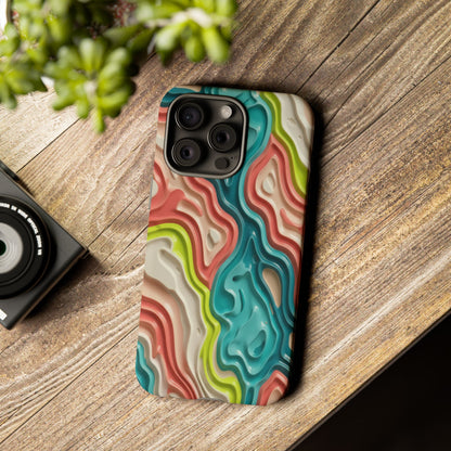 Abstract Contour Phone Case — Colorful Topographic Pattern Tough Case