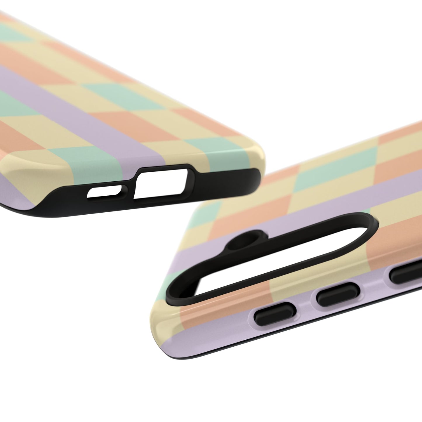 Pastel Checkered Phone Case — Retro Stripe Tough Case