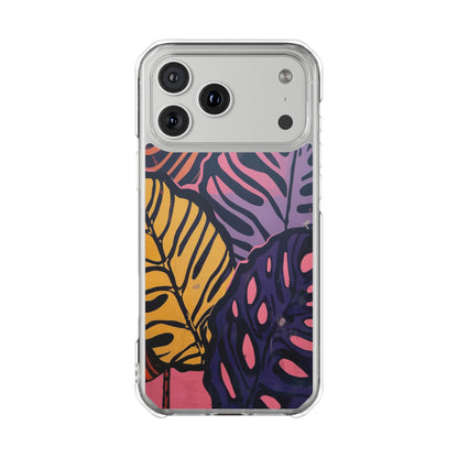 Clear Magnetic Phone Case — Tropical Leaf Art Impact Protection