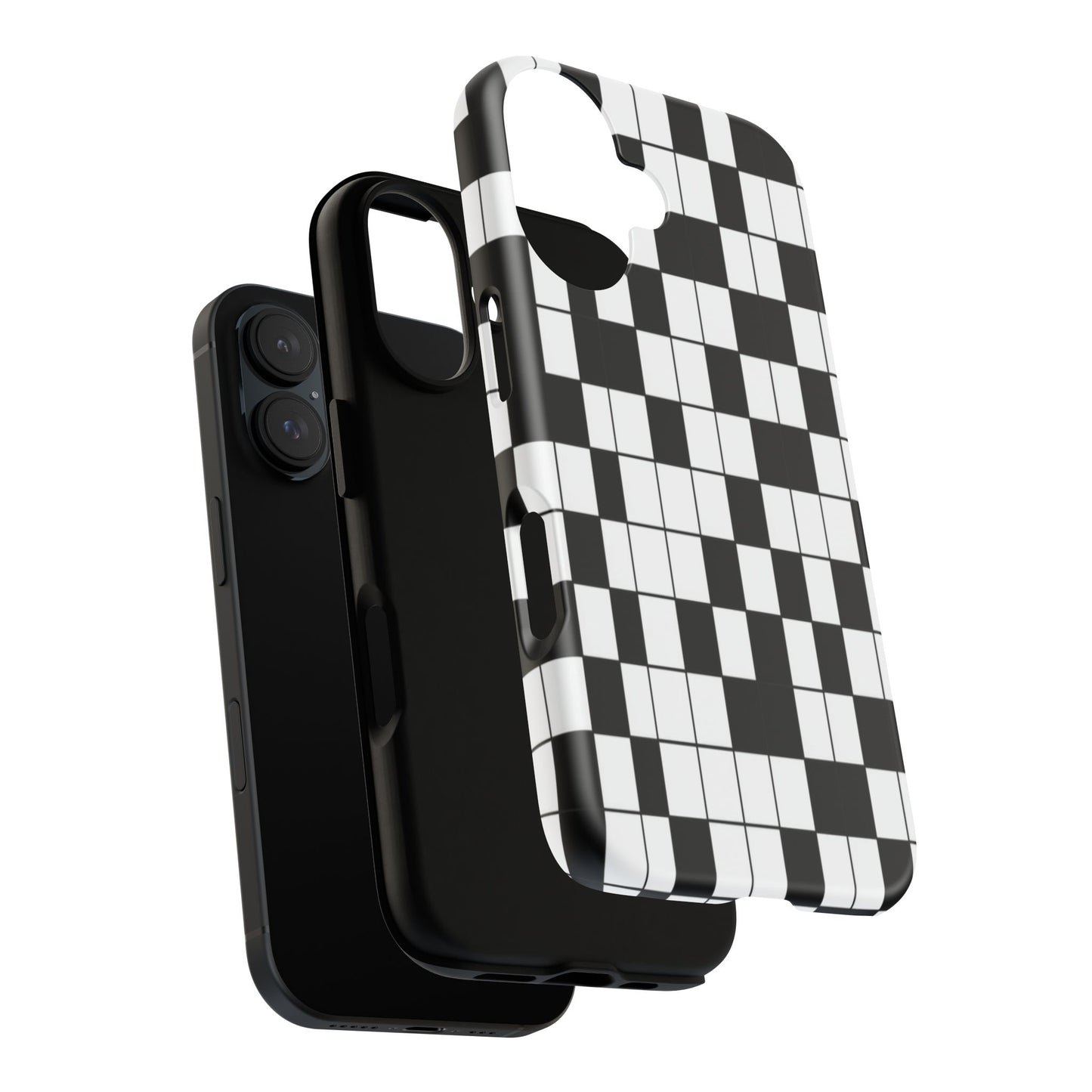 Crossword Grid Phone Case — Black & White Puzzle Pattern Tough Phone Cover