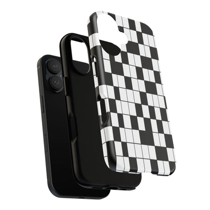 Crossword Grid Phone Case — Black & White Puzzle Pattern Tough Phone Cover