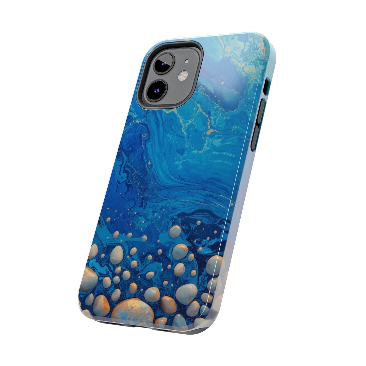Blue Ocean Pebble Tough Phone Case — Protective Artistic Marble Design