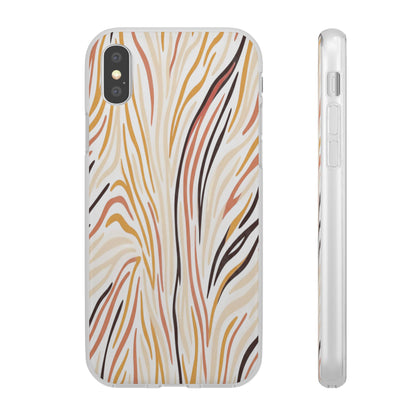 Marbled Neutral Stripe Phone Case — Abstract Beige & Terracotta Flexi Case