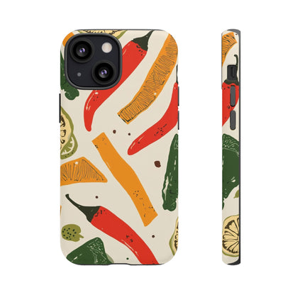 Spicy Peppers Phone Case – Colorful Chili, Lime & Citrus Pattern