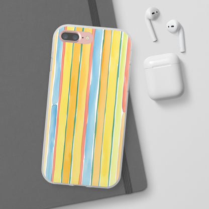 Watercolor Stripe Phone Case — Bright Pastel Vertical Stripes Protective Flexi Case