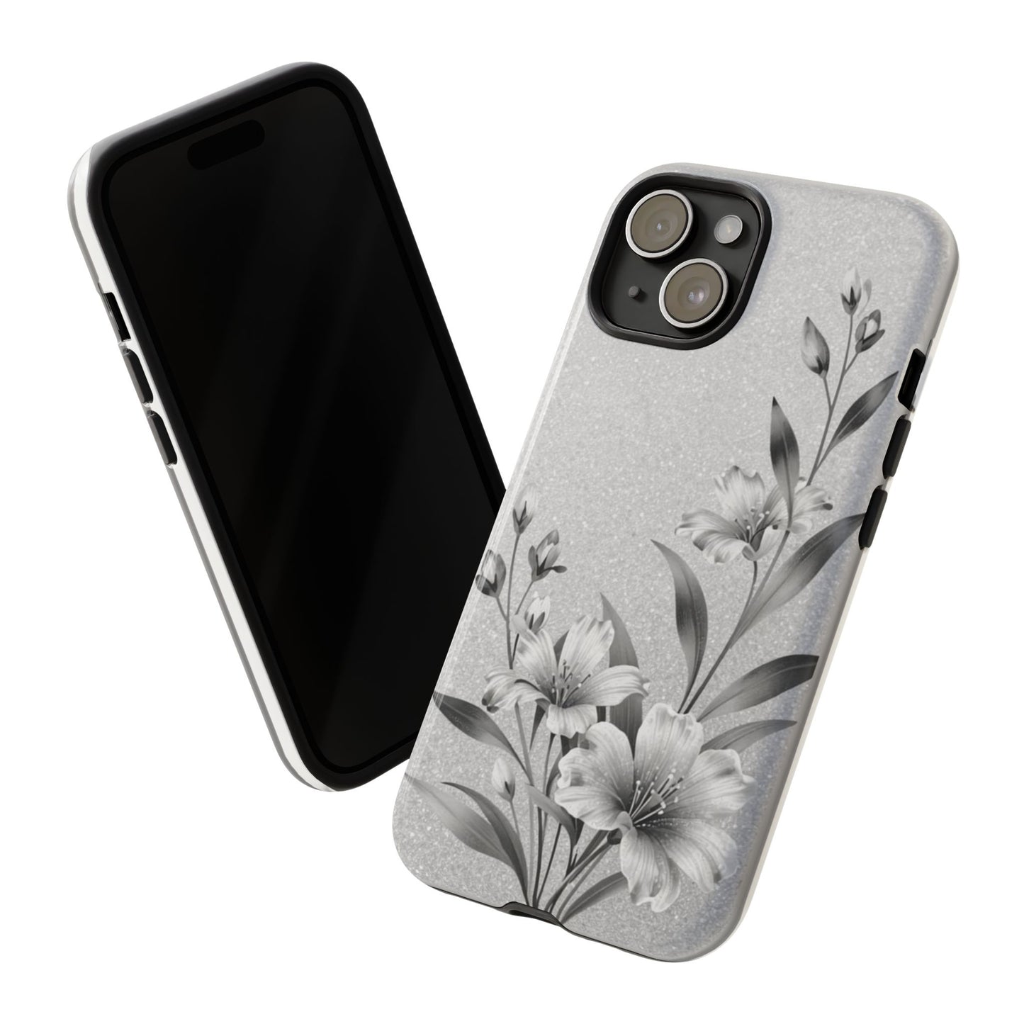 Floral Monochrome Phone Case — Elegant Black & White Lily Design
