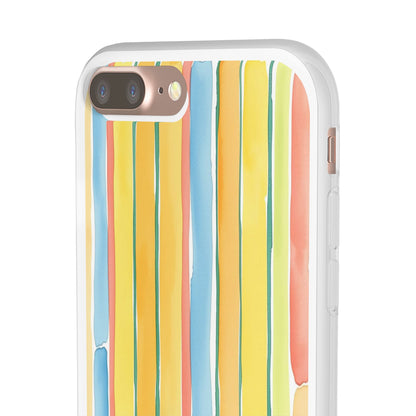 Watercolor Stripe Phone Case — Bright Pastel Vertical Stripes Protective Flexi Case
