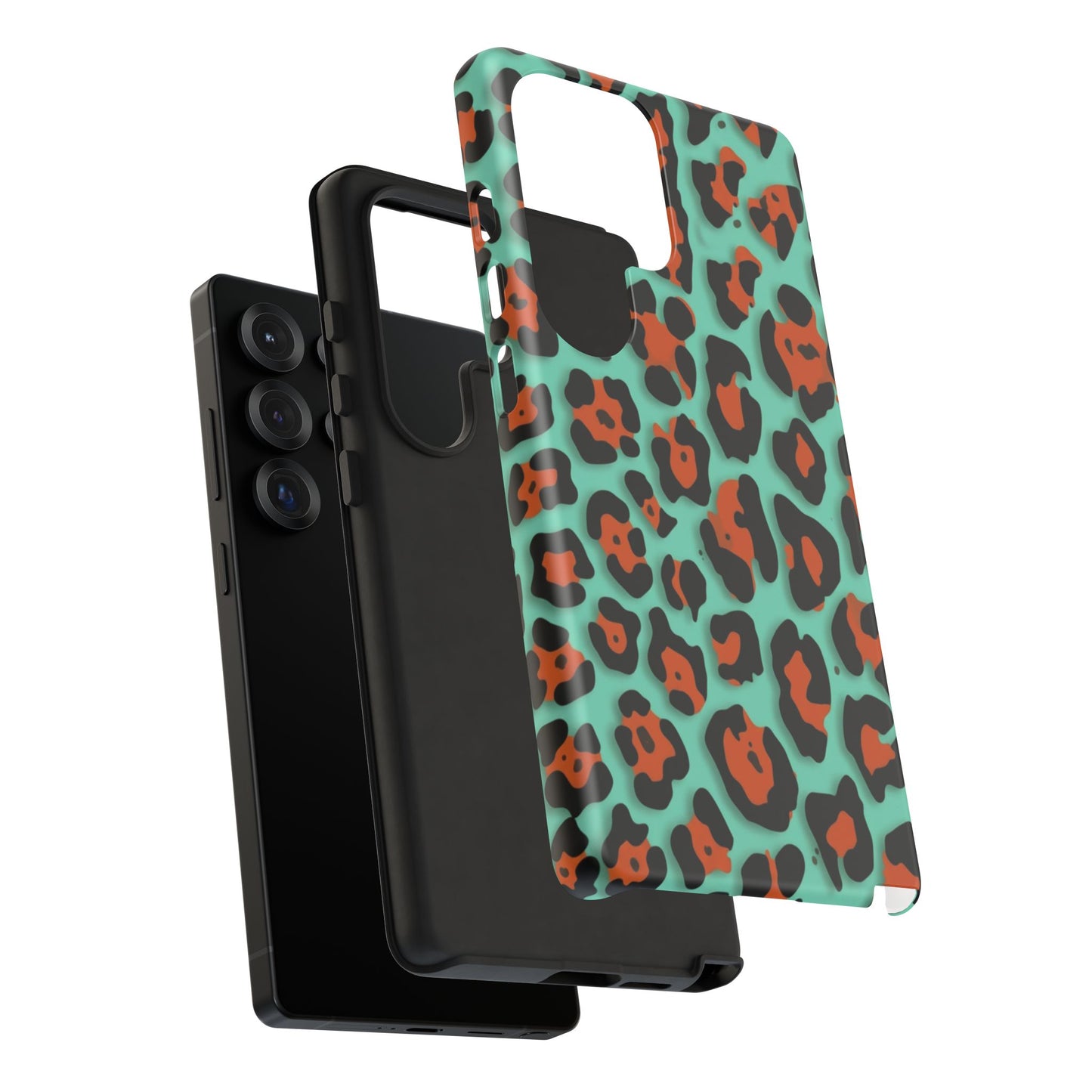 Teal & Rust Leopard Phone Case — Tough Protective Animal Print