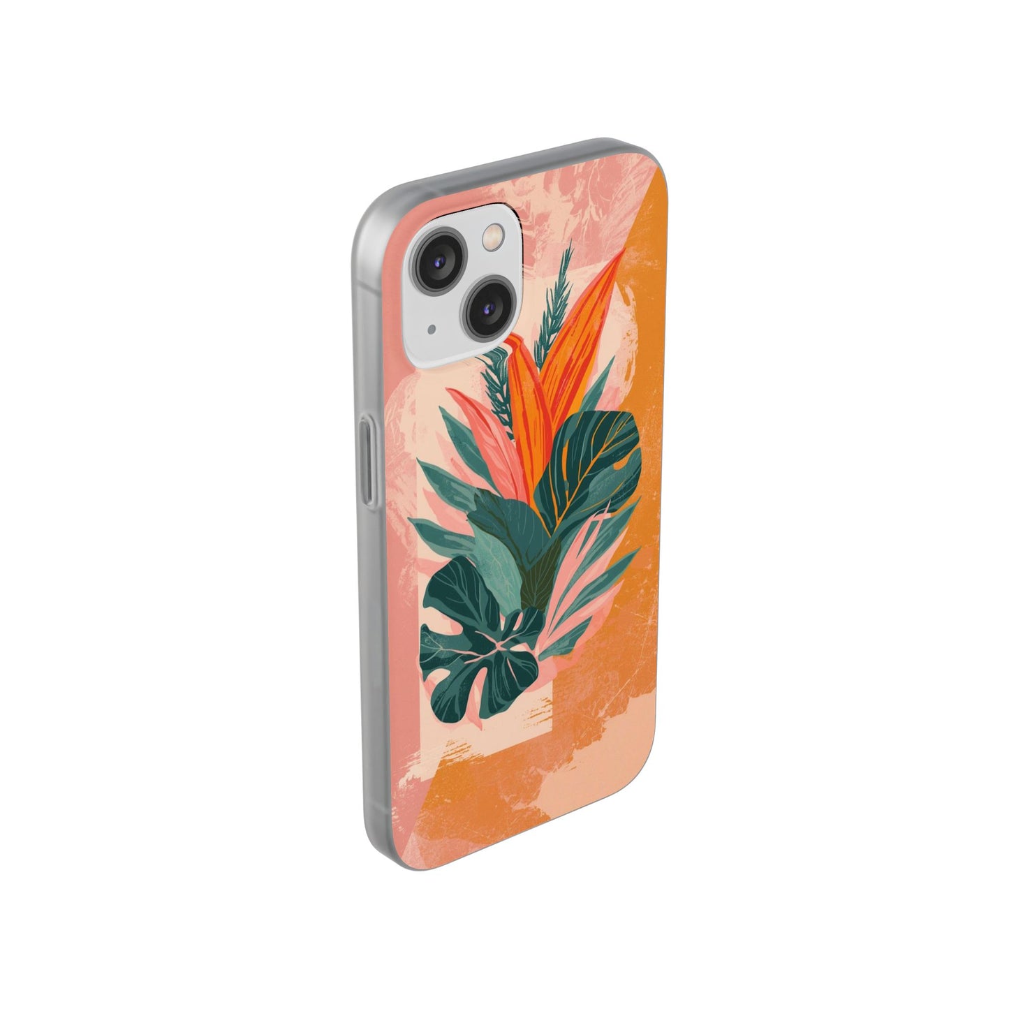 Tropical Botanical Phone Case — Pink & Orange Floral Flexi Case