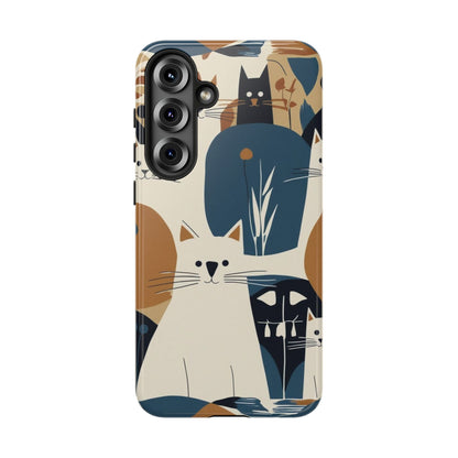 Cat Pattern Phone Case – Retro Abstract Cats Protective iPhone Cover