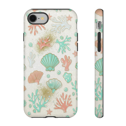 Seashell Coral Phone Case — Pastel Beach Shells Protective Tough Case