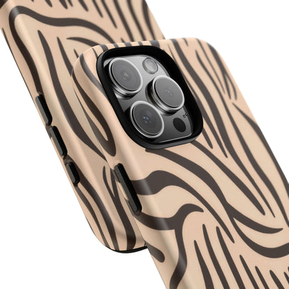 Zebra Stripe Tough Phone Case – Neutral Animal Print Protective Cover