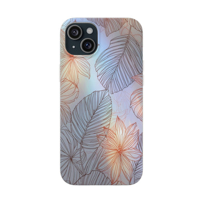 Floral Holographic Phone Case — Iridescent Leaves & Flowers Flexi Case