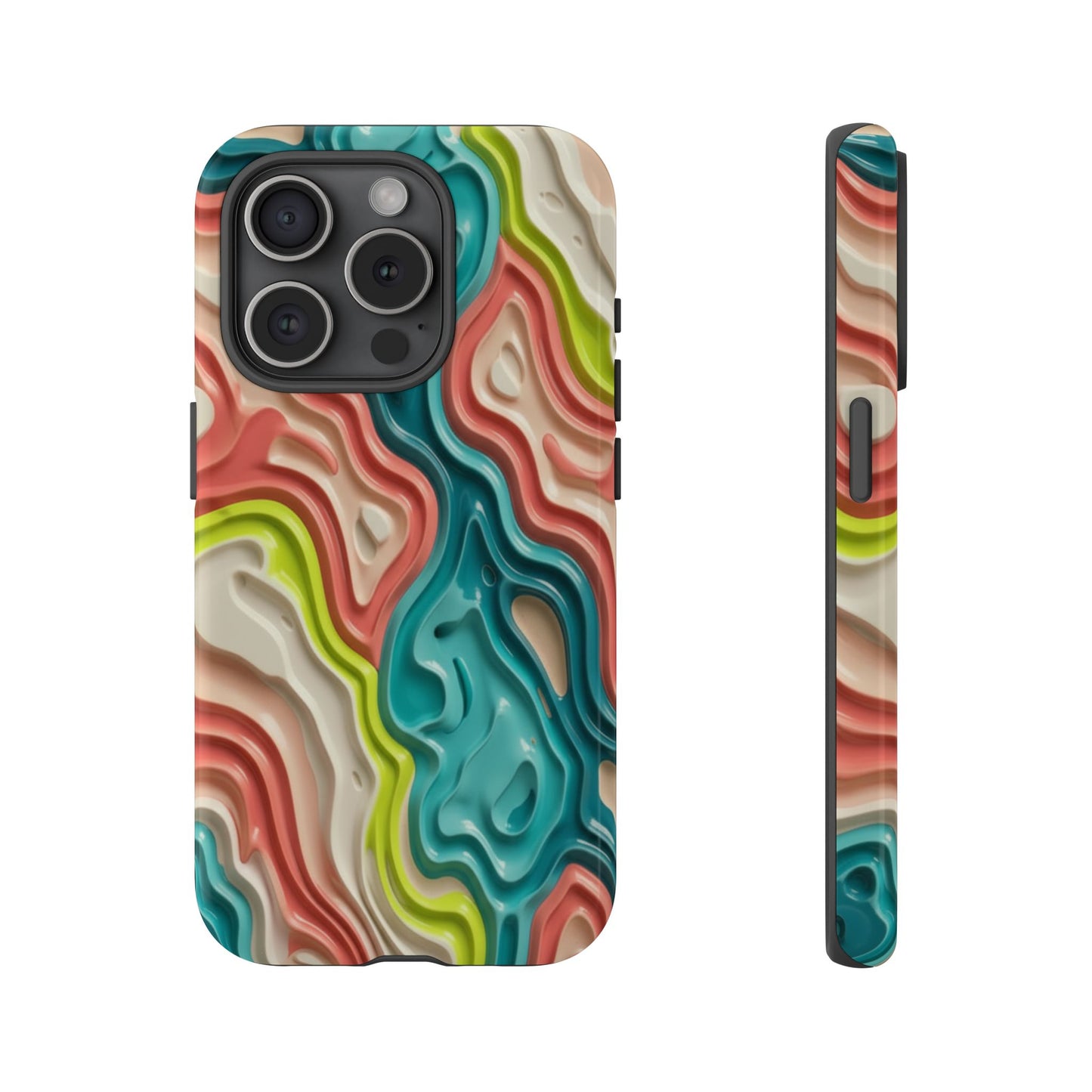 Abstract Contour Phone Case — Colorful Topographic Pattern Tough Case