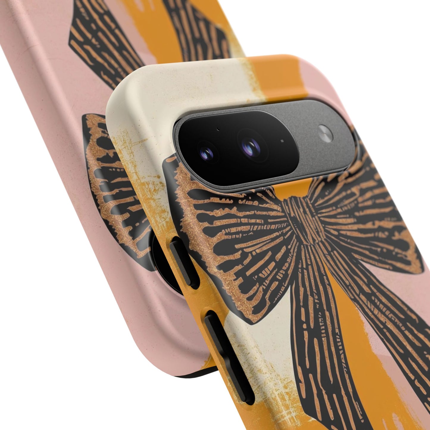 Bow Brushstroke Tough Phone Case — Pink & Mustard