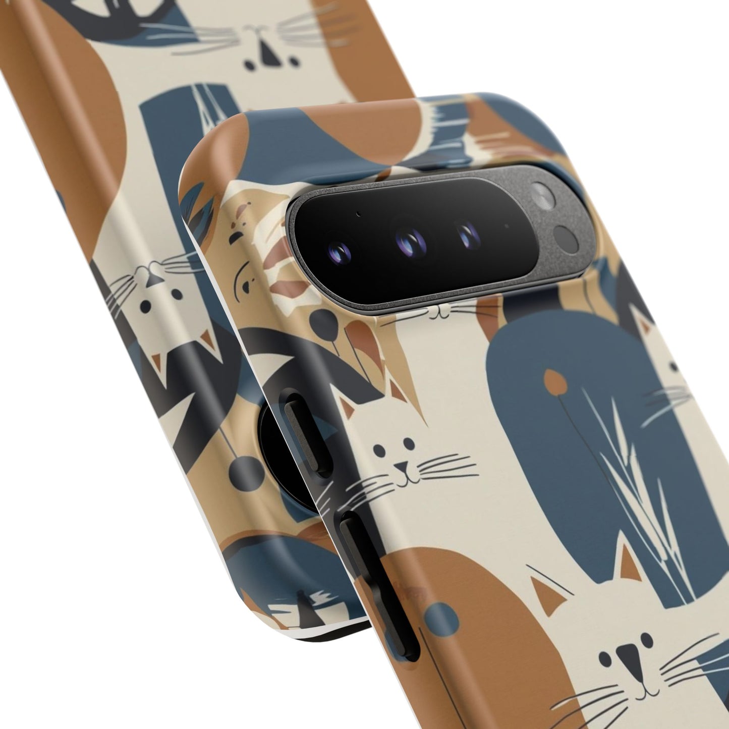 Cat Pattern Phone Case – Retro Abstract Cats Protective iPhone Cover