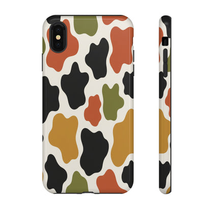 Camouflage Pattern Tough Phone Case – Retro Olive, Rust & Mustard Protective Cover