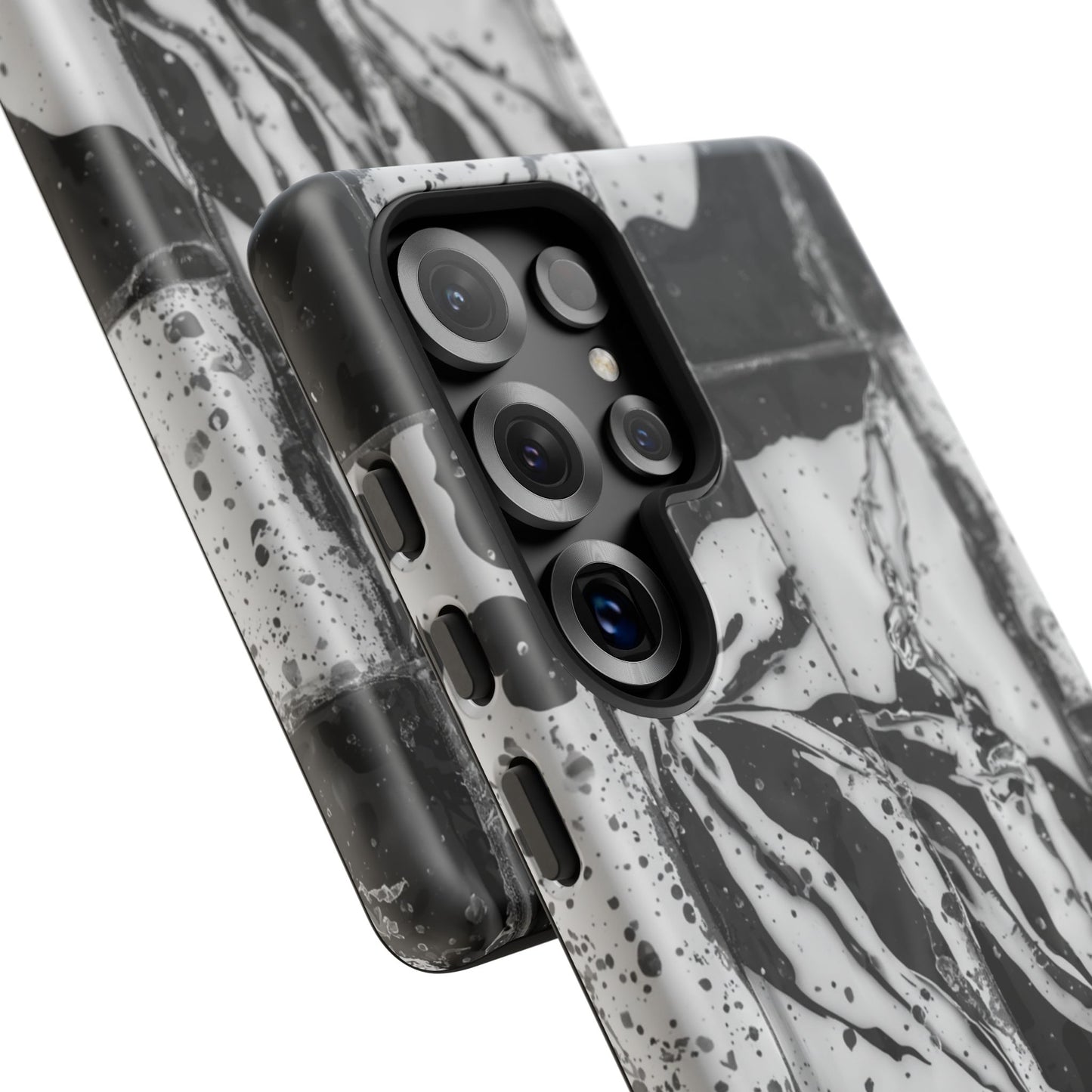 Monochrome Tile Floral Tough Phone Case