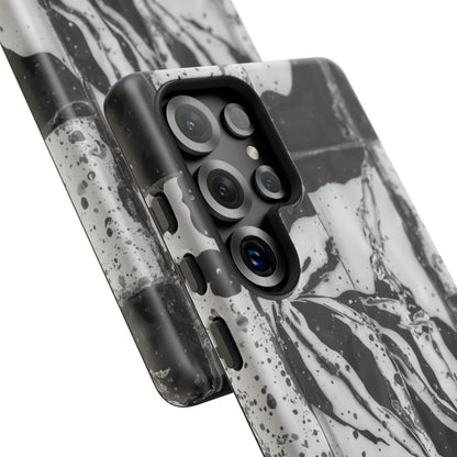 Monochrome Tile Floral Tough Phone Case