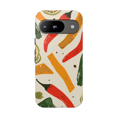 Spicy Peppers Phone Case – Colorful Chili, Lime & Citrus Pattern