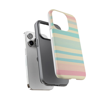 Pastel Striped Tough Phone Case – Protective Retro Rainbow Design
